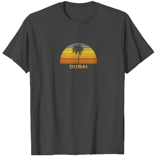 Vintage Dubai Beach Palm Tree Sunset Cool Family T Shirts