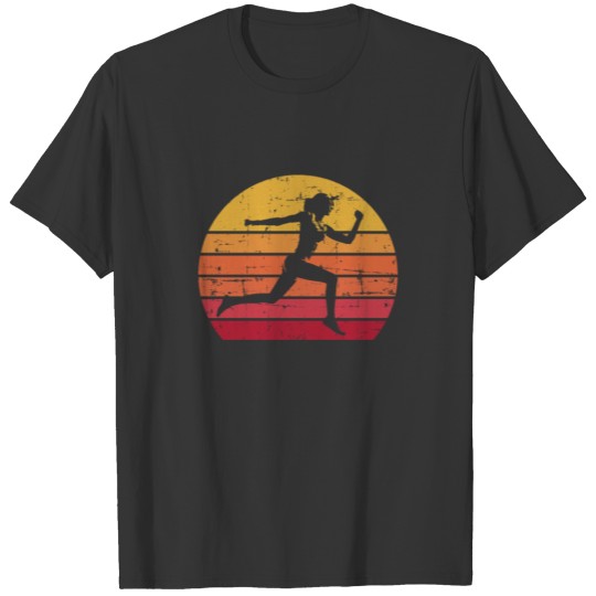 Retro Running Girl Vintage Marathon Runner T Shirts