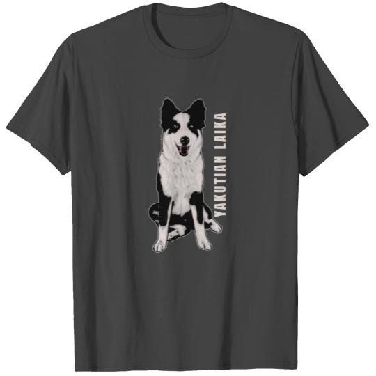 Yakutian Laika Black White Dog Sitting Eagerly Men T Shirts