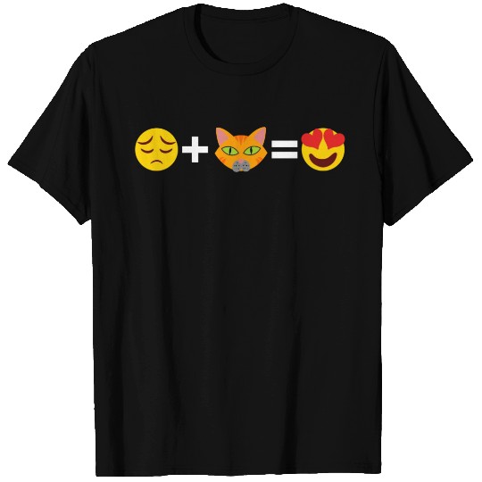 Sad + Cat = Heart Pet Animals Kitten Design T Shirts