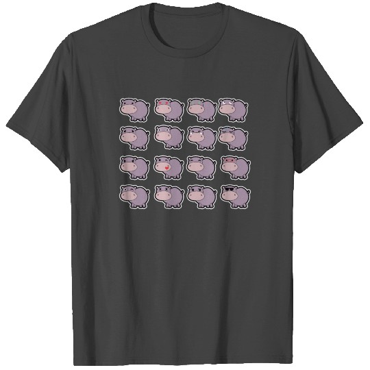 Different cute hippopotamus face emoticons present T Shirts