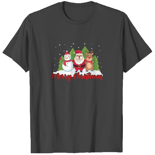 Merry Christmas Santa Claus Rudolf Reindeer Snow T Shirts