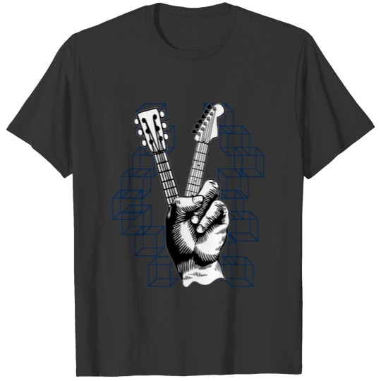 Guitar Guitarist Finger Peace T-shirt