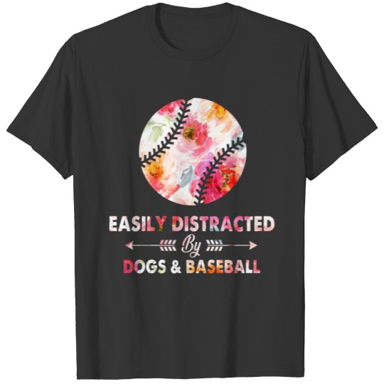 Easily Distracted By Dogs Baseball T-shirt