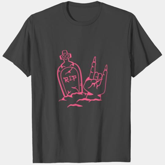 Gravestone Graveyard Zombie Rock Finger Hand Funny T Shirts