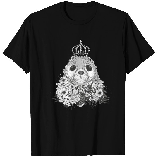 small seal with a floral crown T Shirts