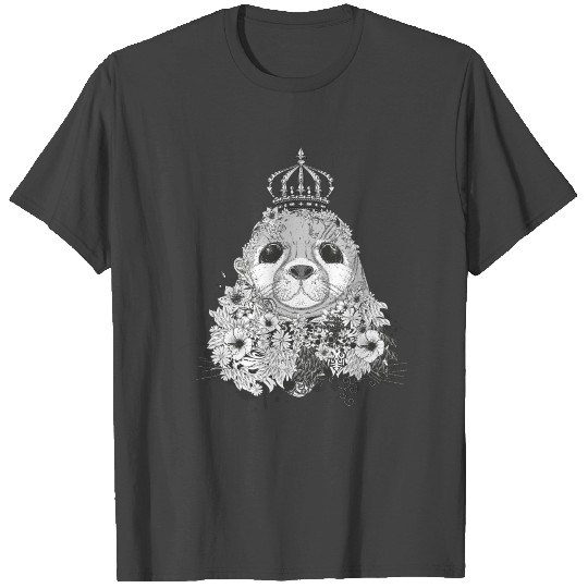 small seal with a floral crown T Shirts