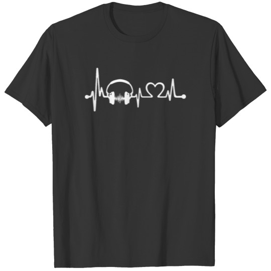 Heartbeat Headphones Heart Beat Music Lover T-shirt