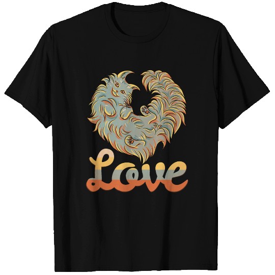 Maine Coon retro vintage, heart-shaped cat present T Shirts