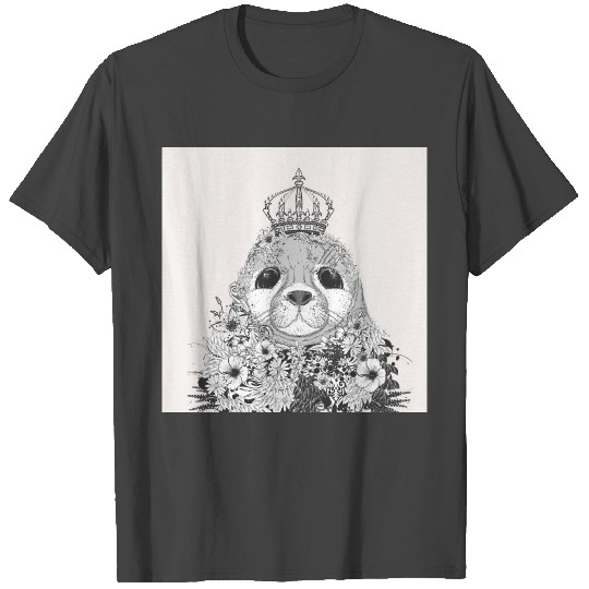 small seal with a floral crown T Shirts
