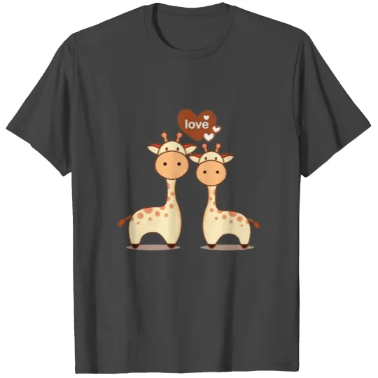 Valentine s Day Card With Cute Couple Giraffe T Shirts