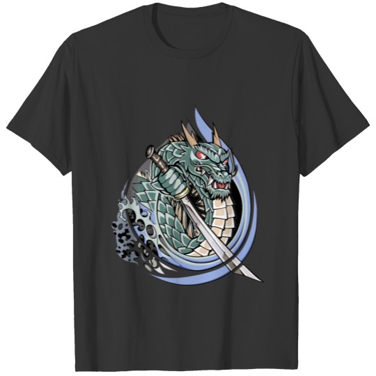 Chinese dragon with a sword in his hand T Shirts