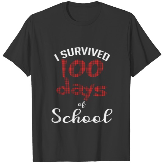 Red Plaid I Survived 100 Days Of School T Shirts
