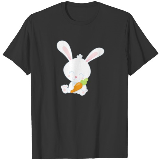 Kids Easter White Easter Bunny with a Carrot T Shirts