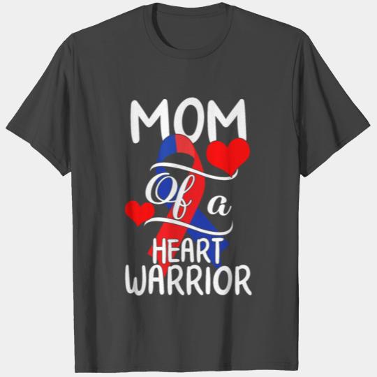 Mom of a Heart Warrior CHD Disease Awareness Red T Shirts