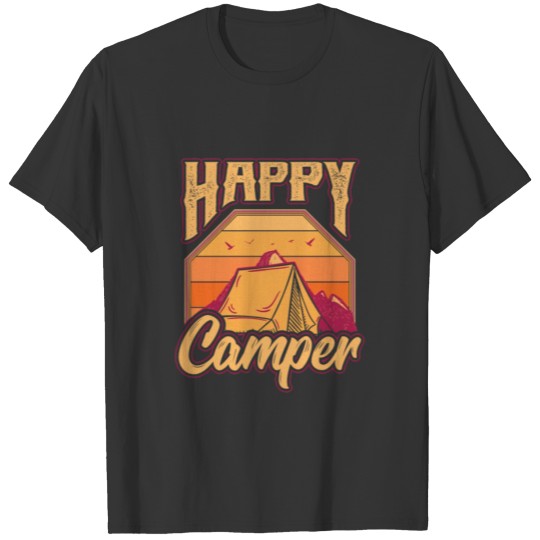 Retro Happy Camper Art Love Tent Camping T Shirts