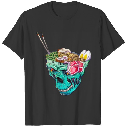 Vintage Japanese Ramen Noodles T Shirts Skull Brain
