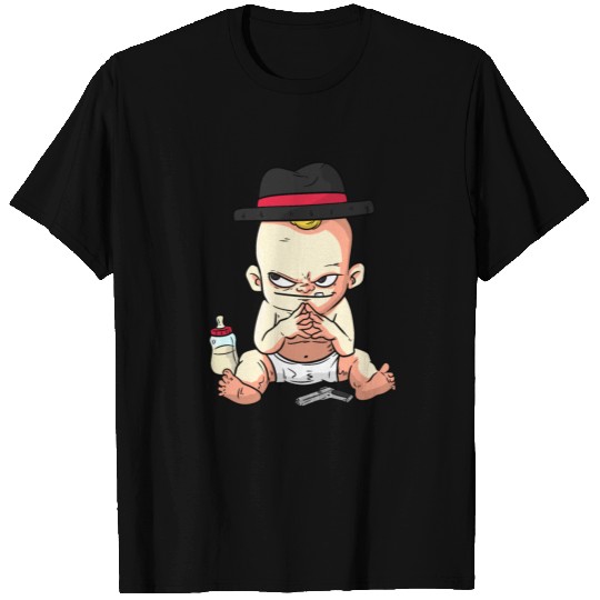 Mafia Baby with toy gun T Shirts