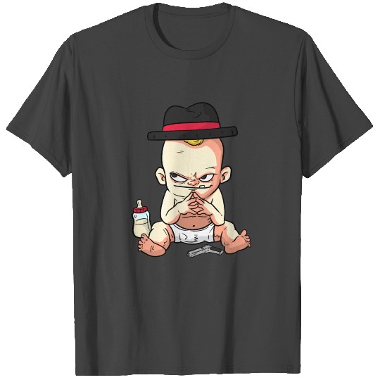 Mafia Baby with toy gun T Shirts