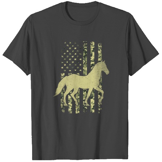 Horse Camouflage American Flag USA Patriotic Horse T Shirts