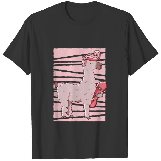 lama unicorn skateboarding skateboard boarder T-shirt