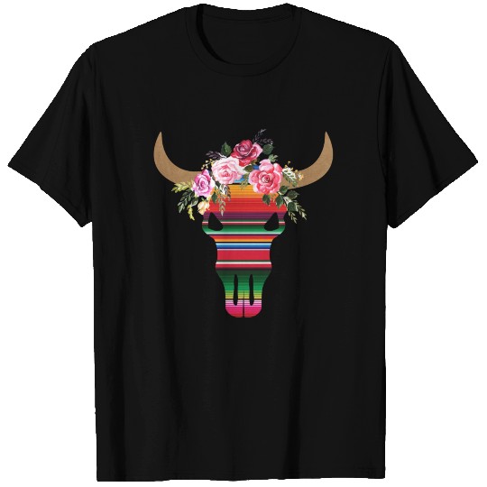 Serape Bull Skull T Shirts