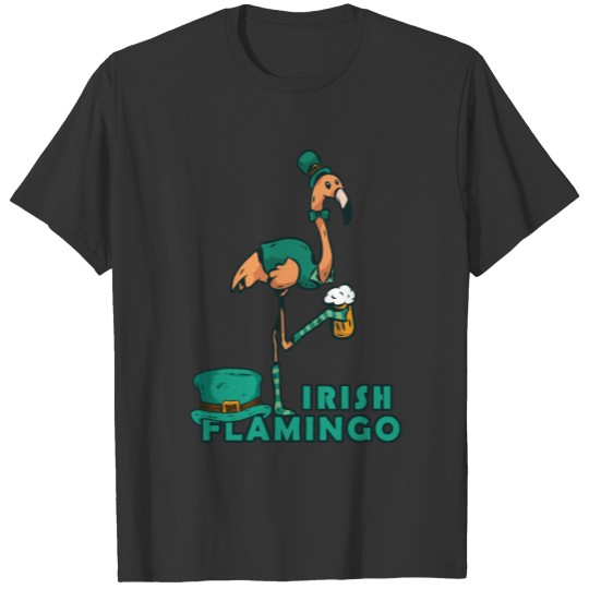 Funny Beer Drinking Irish Flamingo St Pattys Day T-shirt