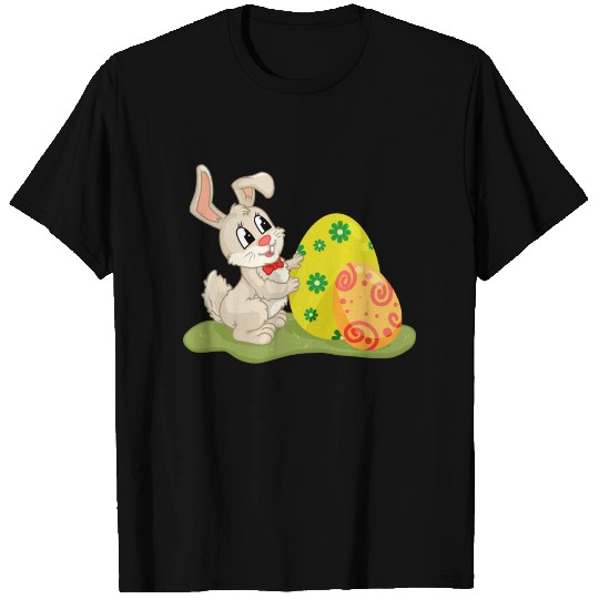 Cute Easter Bunny Hides Behing Colored Eggs T Shirts