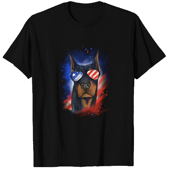 Patriotic Doberman Gift American Flag Doberman T Shirts