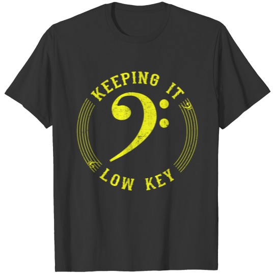 Bass Clef Yellow - Vintage Musical Symbol T Shirts