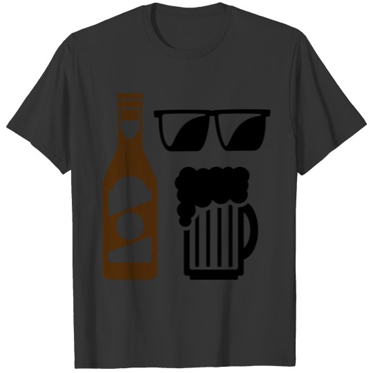 Beer bottle nerd glasses T-shirt