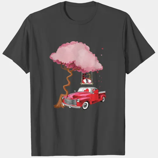Gnomes red truck tree - Valentine's day T Shirts