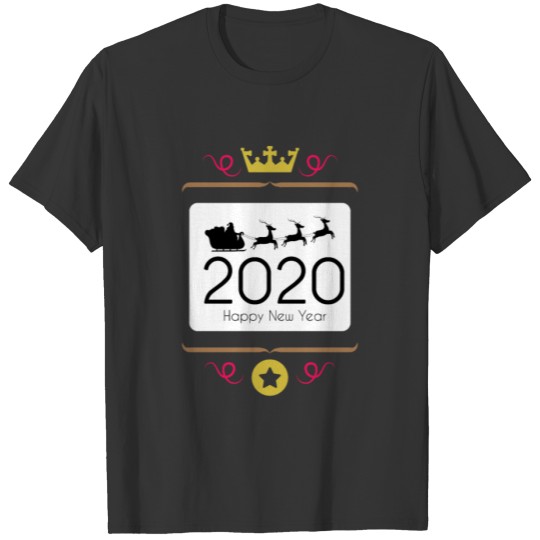 Happy New Year 2020 Santa Claus Christmas Clothing T-shirt