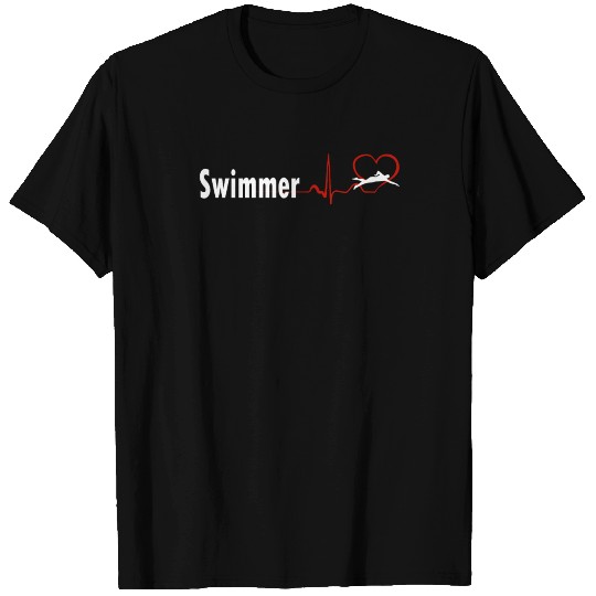 FANCY SWIMMER HEARTBEAT DESIGN T Shirts