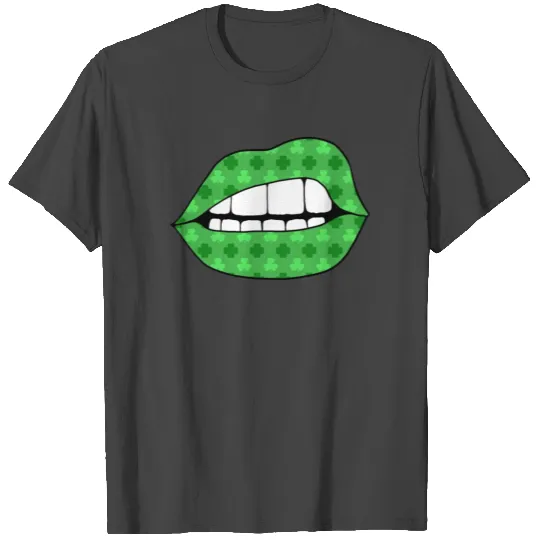 St Patrick's Day Green Lips Lipstick Shamrock T Shirts