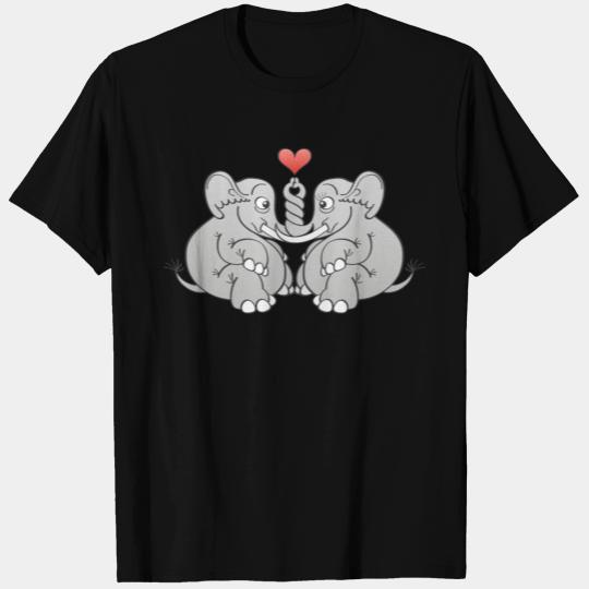 Elephants intertwining trunks and falling in love T Shirts