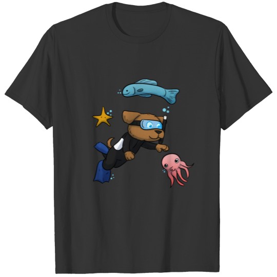 Scuba Diving Snorkeling Dog Jellyfish I Gift Idea T-shirt