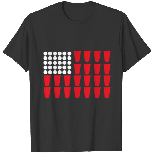 American Flag Fourth Of July Beer Pong Womans Race T Shirts