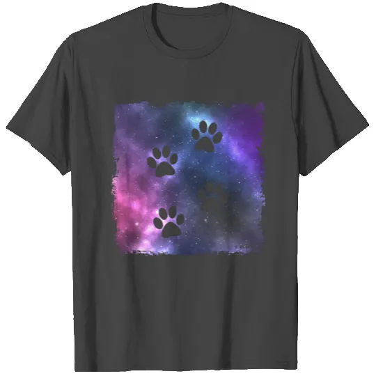 Paw prints in Space - Dog and Cat Lover Present T Shirts