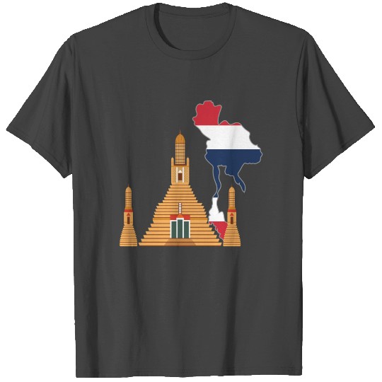 Thailand map Wat Arun Buddhist temple country T Shirts