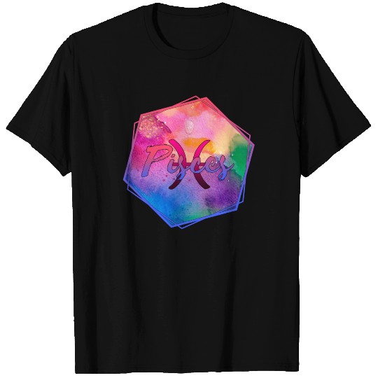 Pisces Watercolor Symbol T Shirts