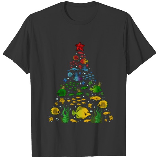Fish Lovers Sea Beach Aquatic Christmas Tree T-shirt