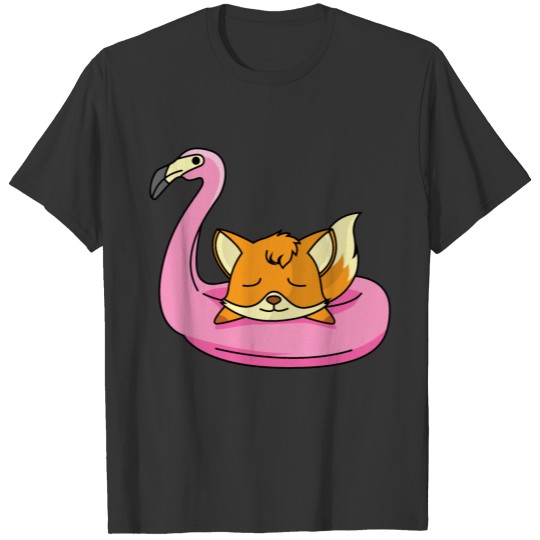 Sleeping fox on a pink Flamingo T Shirts