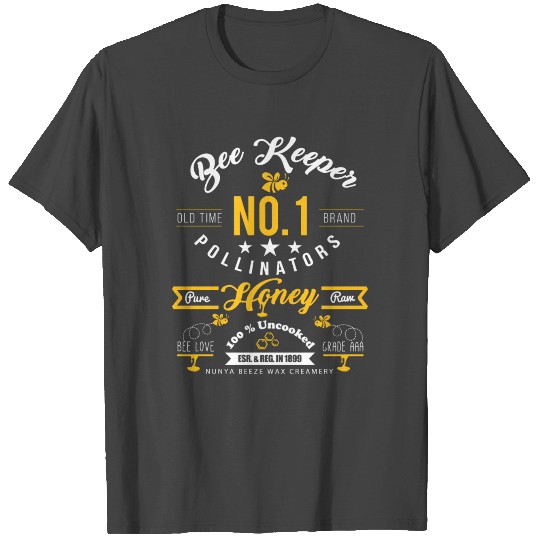 Bee Keepers Pollinators Honey Farmer Bottle Label T Shirts
