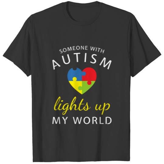 Autism Light Up My World Heart Puzzle Support T-shirt