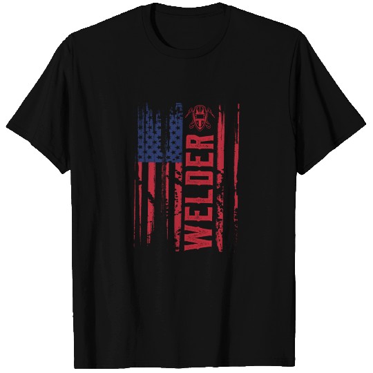 Welder American USA Flag 4th of July T Shirts