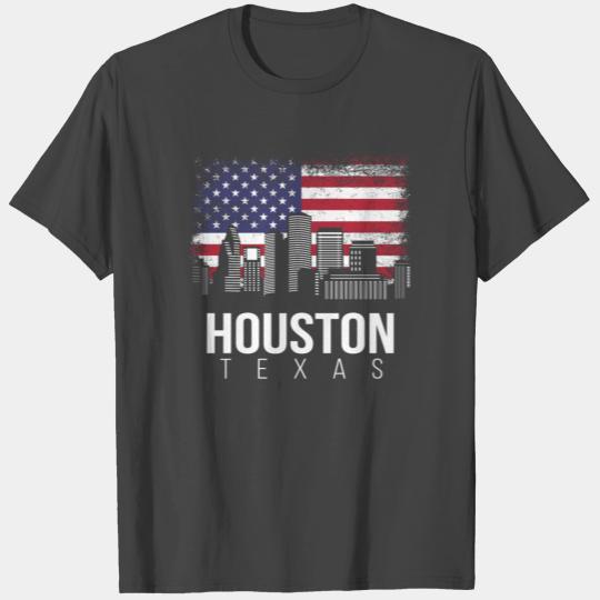 Houston Texas and American Flag T Shirts