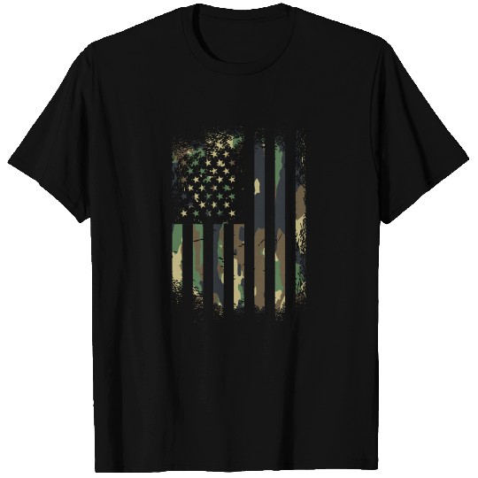 Camouflage Distressed american military Flag T Shirts