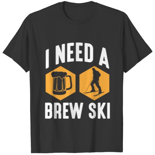 Funny Beer Drinking Ski Lover Winter Holiday Skier T-shirt