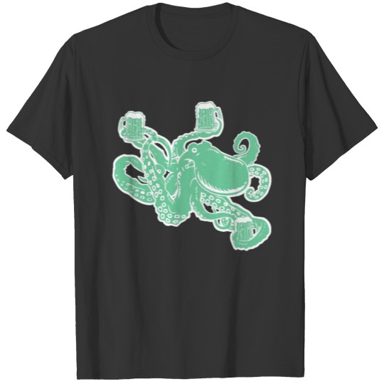Octopus Gift Print Retro Funny Octopus Holing T-shirt